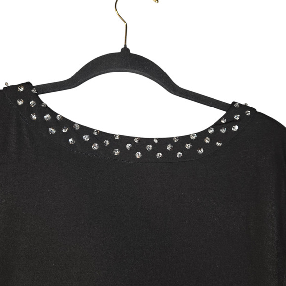 Woman Within 24W 3X Cardigan Top Black Sequins Stretch Open Front Date Night - Picture 3 of 9